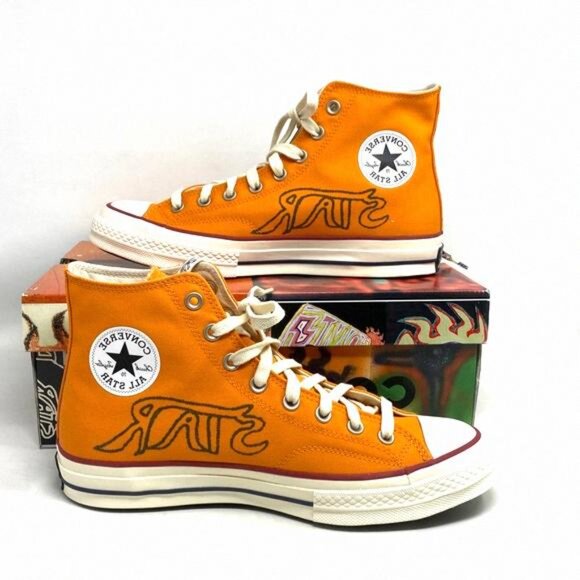 Converse x Come Tees Chuck 70 Shoes Orange Canvas A01762C High Sneakers Women - Picture 5 of 12